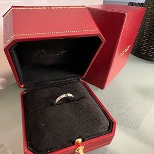 Cartier thin 2 row Pave Ring White Gold Diamonds